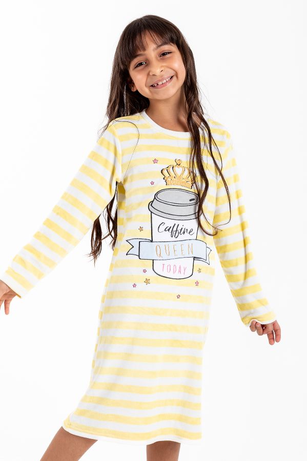 Girls Lemon Stripe Princess Night Dress