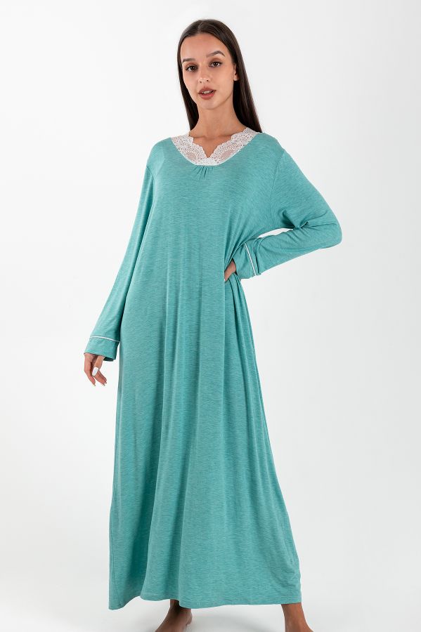 Ladies Pale Teal Lace Neck Night Dress