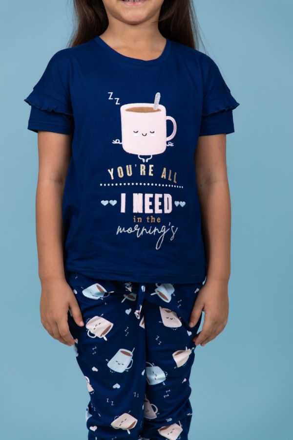 Girls Navy You're Are All I Need Coffee PJ