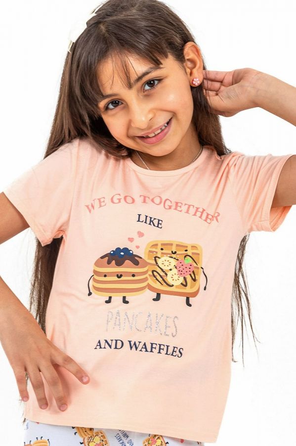 Girls Peach Waffle PJ