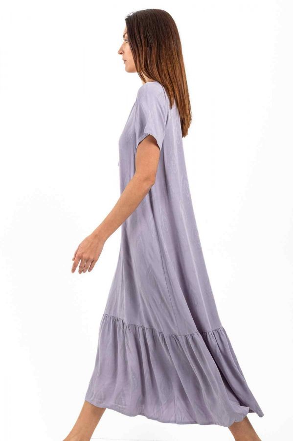 Ladies Dark Lilac Jacquard Pattern Night Dress