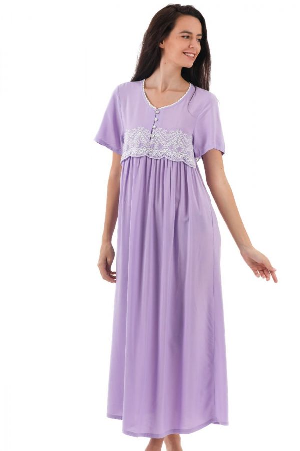 Ladies Purple Embroidery Nightdress