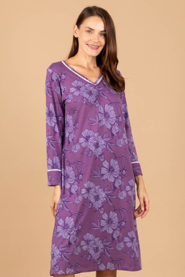 Ladies Purple Floral Nightdress
