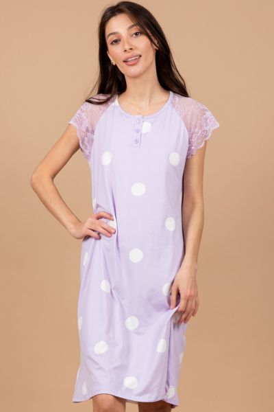 Ladies Lilac Polka Nightdress
