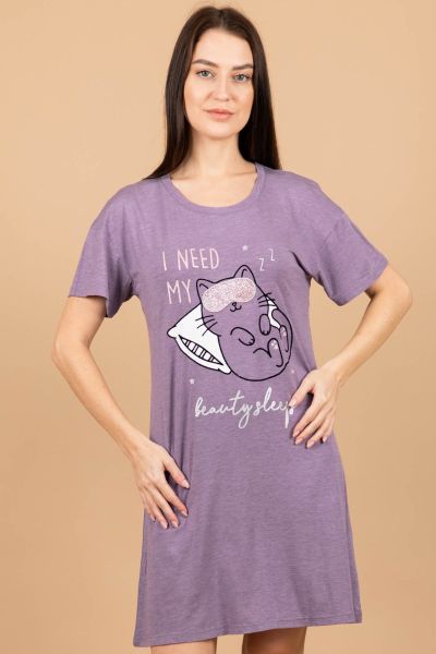 Ladies Purple Cat Beauty Sleep Nightdress