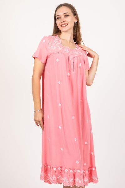 Ladies Coral Embroidery Floral Nightdress