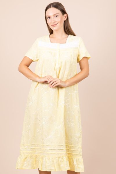 Ladies Lemon Embroidery Nightdress