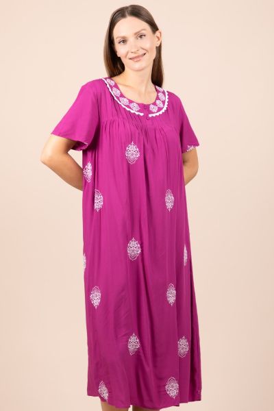 Ladies Berry Embroidery Paisley Nightdress