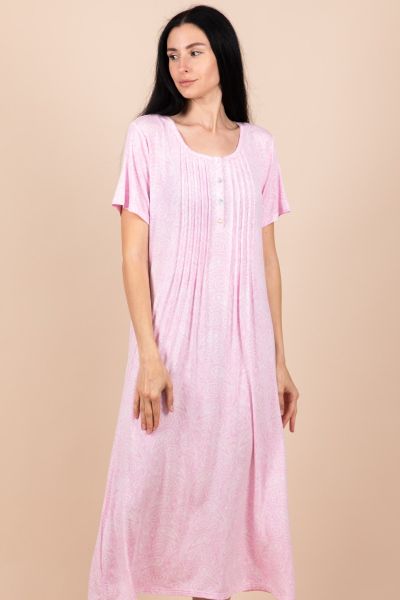 Ladies Pink Paisley Printed Nightdress