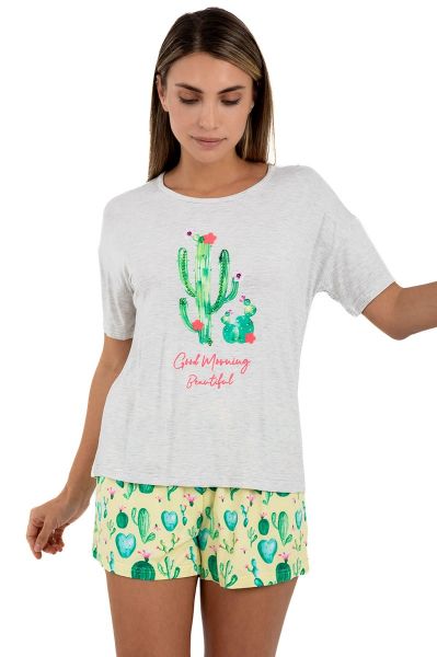 Ladies Grey Cactus Short Set