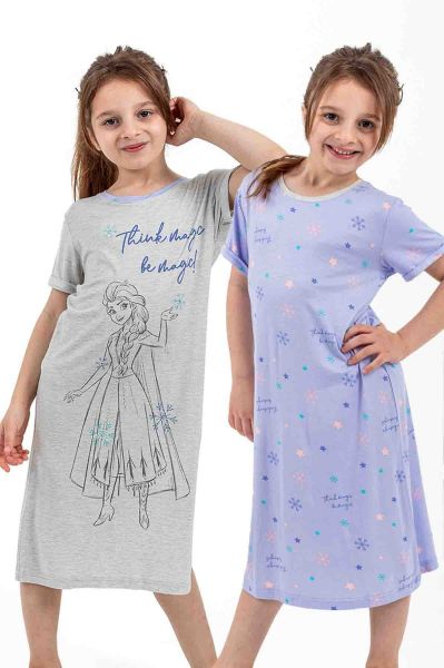 Girls Lilac 2 Pack Frozen Night Dress