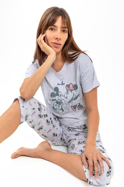 Ladies Grey Mickey & Minnie Top - ONLY TOP