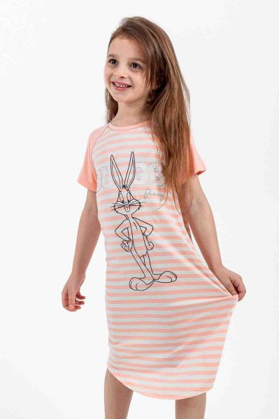 Girls Peach Stripe Bugs Bunny Night Dress
