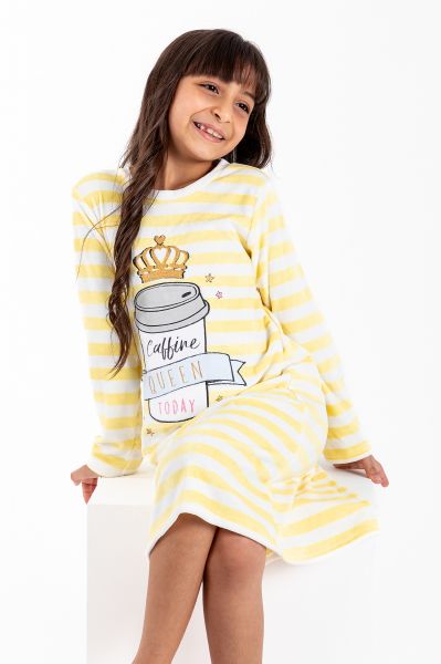 Girls Lemon Stripe Princess Night Dress