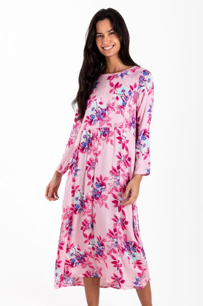Ladies Dress Pink Floral Night by Annabelle