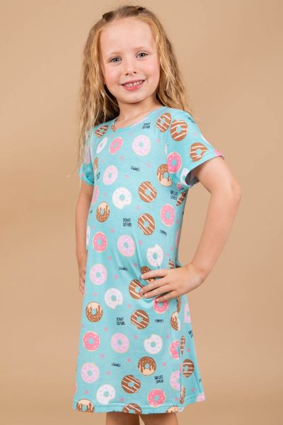 Girls Turq Donut Printed Nightdress