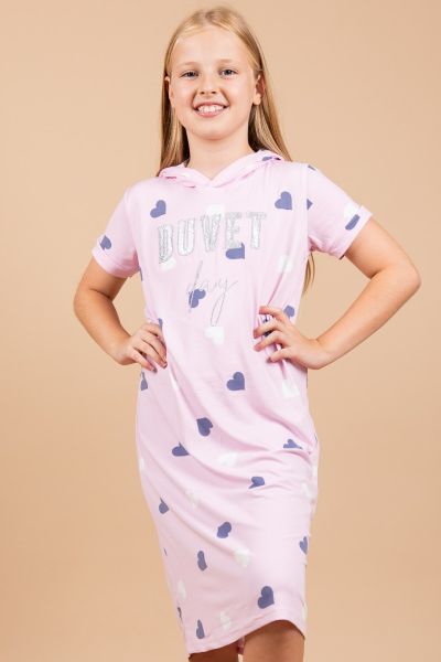 Girls Lilac Heart Duvet Day Nightdress