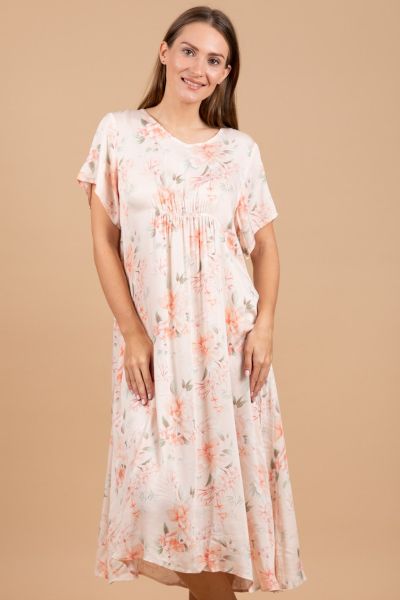 Ladies Peach Floral Dress
