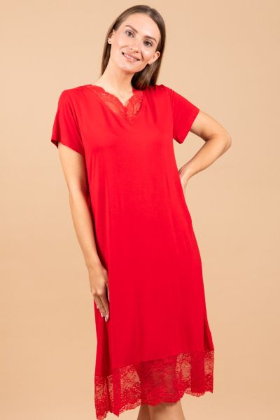 Ladies Red Lace Nightdress