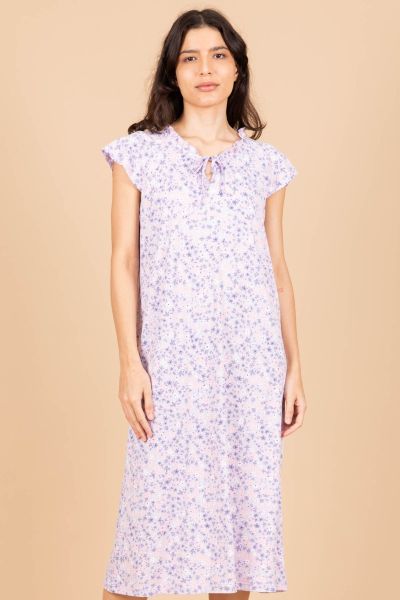 Ladies White Ditsy Floral Nightdress