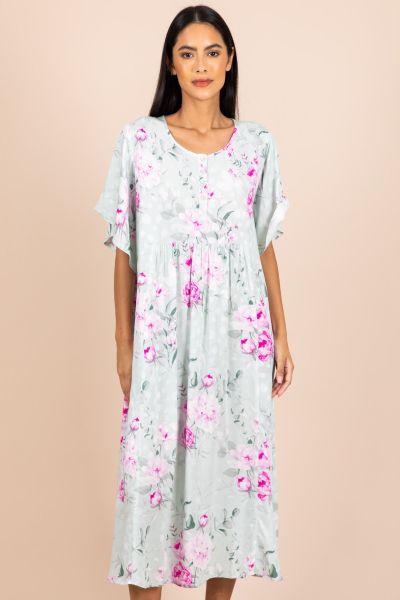 Ladies Mint Floral Jacquard Spot Dress