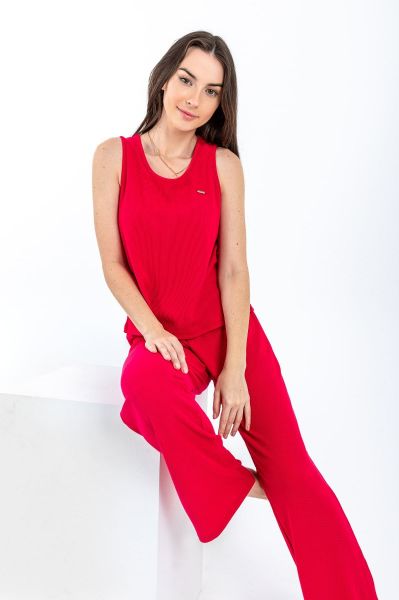 Ladies Red Waffle Pant-Lounge Pant Only
