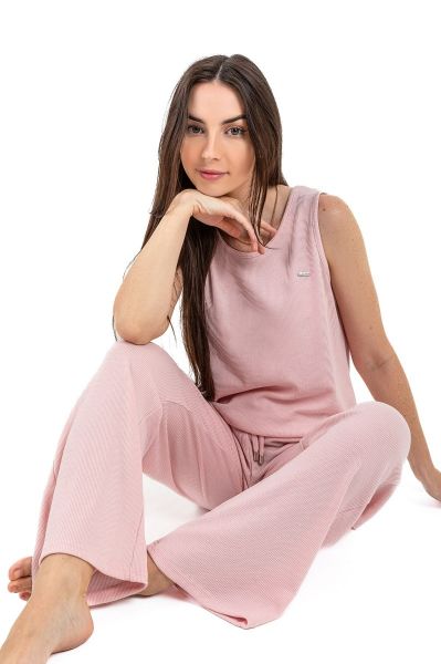 Ladies Dusky Pink Waffle Pant - Lounge Pant Only