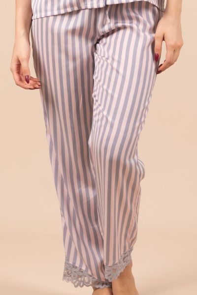 Ladies Grey Pink Stripe Pant