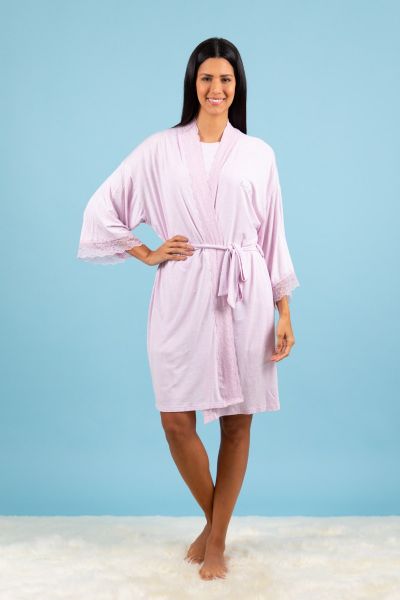 Ladies Lilac Robe With Lace