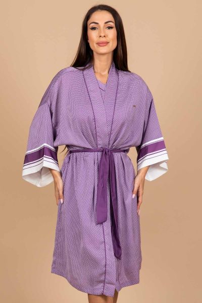 Ladies Purple White Tile Robe 