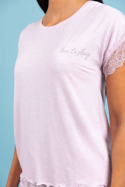 Ladies Lilac Top With Lace