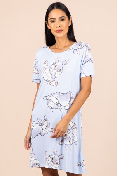 Ladies Light Blue Thumper Printed Nightdress