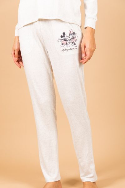 Ladies Grey Rib Mickey Minnie Hooded Mix & Match Pant