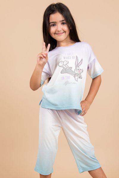 Girls Lilac Mint Ombre Bugs Bunny Crop PJ