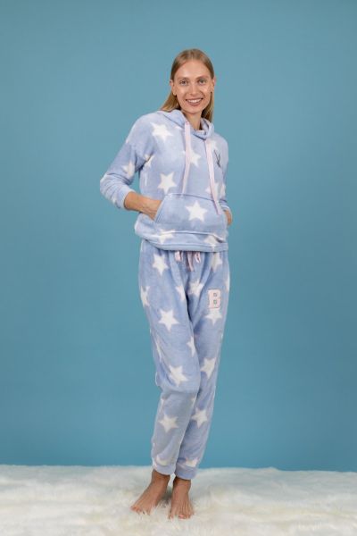 Ladies Pale Blue Star Bugs Hooded Mix & Match Top